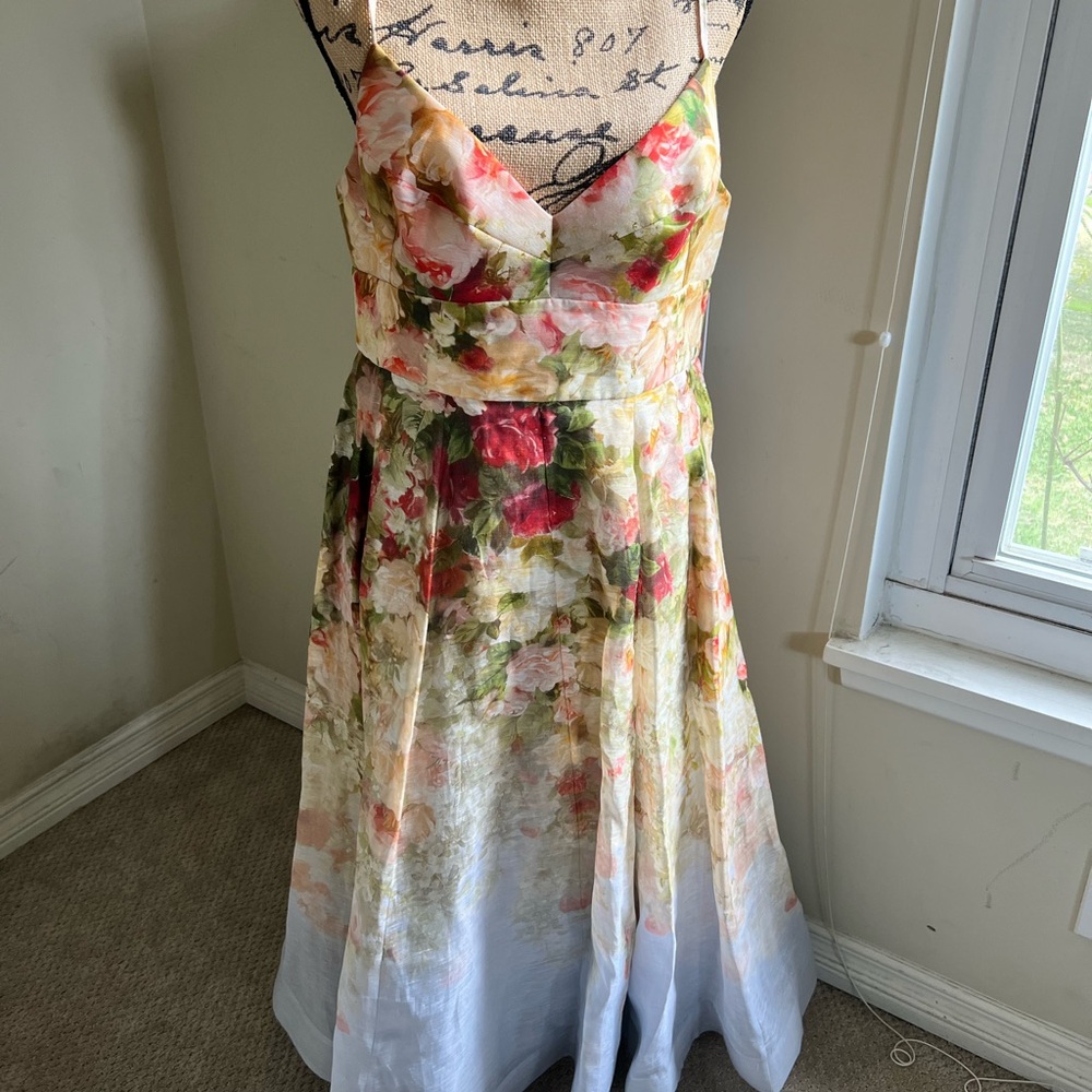 🖤SOLD🖤 Zimmermann Garden Picnic Linen & Silk Dress, Size 4 (fits like 12 US) - Picture 9 of 17